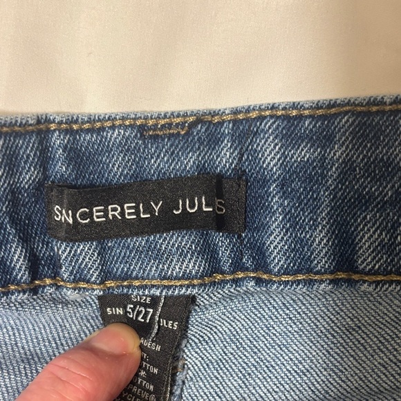 Sincerely Jules High Waisted Straight Wide Leg Frayed Hem Jeans - Picture 4 of 11